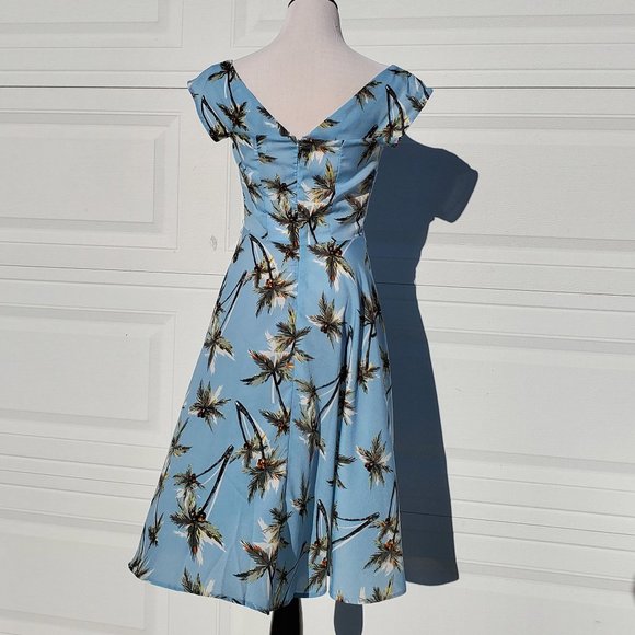 Havilland 40's Style Palm Tree Print Dress Retro - Picture 4 of 5